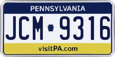 PA license plate JCM9316