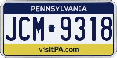 PA license plate JCM9318