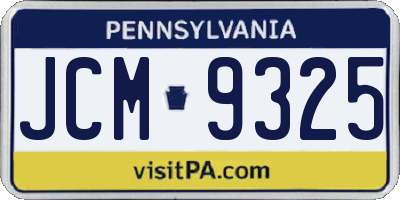 PA license plate JCM9325