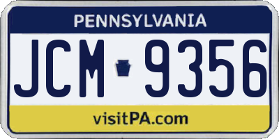PA license plate JCM9356