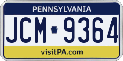 PA license plate JCM9364