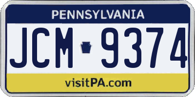 PA license plate JCM9374