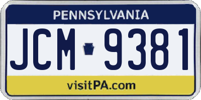 PA license plate JCM9381