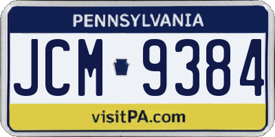 PA license plate JCM9384