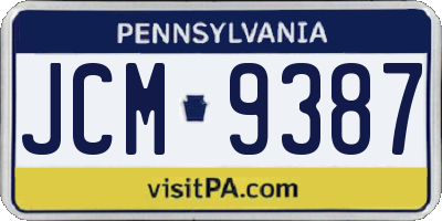 PA license plate JCM9387