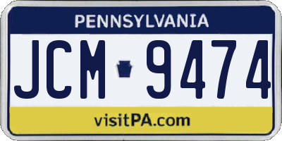 PA license plate JCM9474