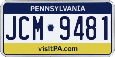 PA license plate JCM9481