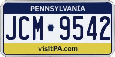 PA license plate JCM9542