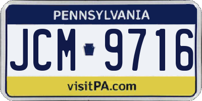 PA license plate JCM9716