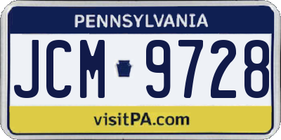 PA license plate JCM9728