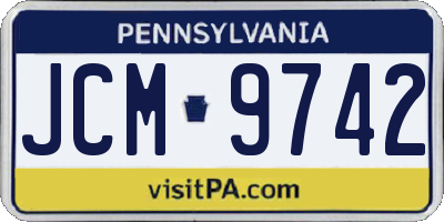 PA license plate JCM9742