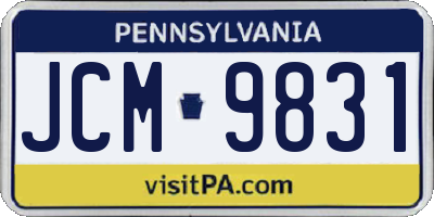 PA license plate JCM9831