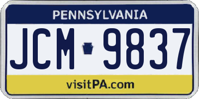 PA license plate JCM9837