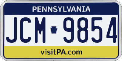 PA license plate JCM9854