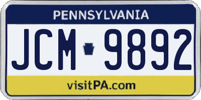 PA license plate JCM9892