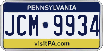 PA license plate JCM9934