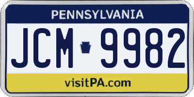 PA license plate JCM9982