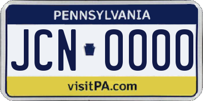 PA license plate JCN0000
