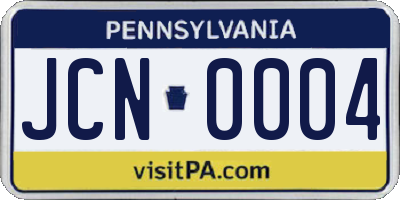 PA license plate JCN0004