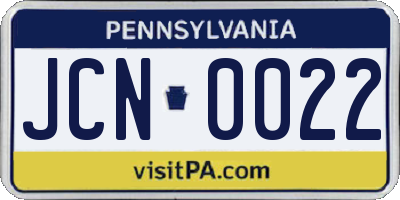 PA license plate JCN0022