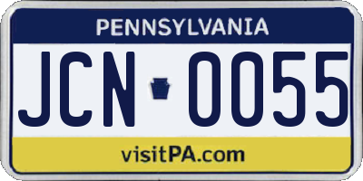 PA license plate JCN0055