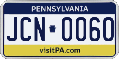 PA license plate JCN0060