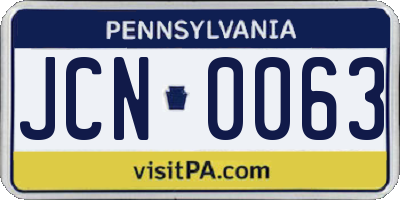 PA license plate JCN0063