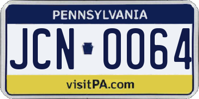 PA license plate JCN0064