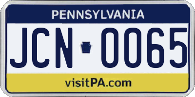 PA license plate JCN0065