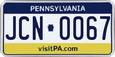 PA license plate JCN0067