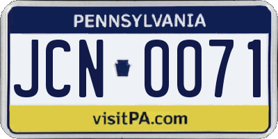 PA license plate JCN0071