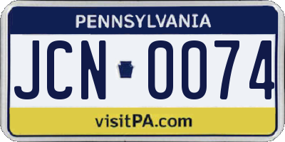 PA license plate JCN0074