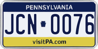 PA license plate JCN0076