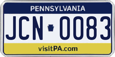 PA license plate JCN0083