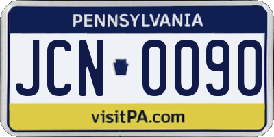 PA license plate JCN0090