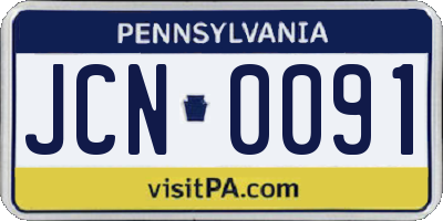 PA license plate JCN0091