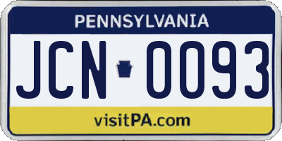PA license plate JCN0093