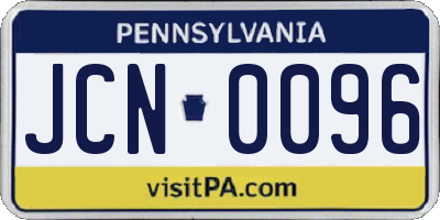 PA license plate JCN0096