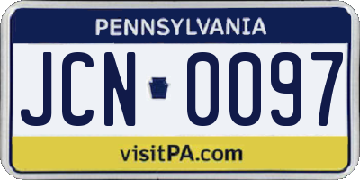 PA license plate JCN0097
