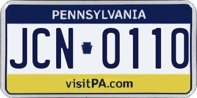 PA license plate JCN0110