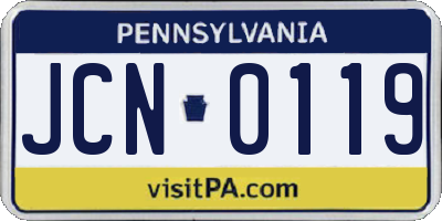 PA license plate JCN0119
