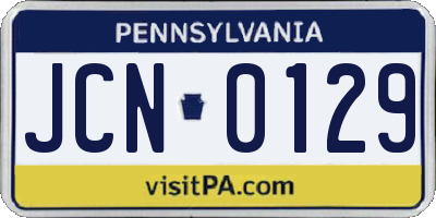 PA license plate JCN0129