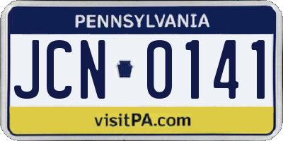 PA license plate JCN0141