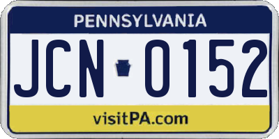 PA license plate JCN0152