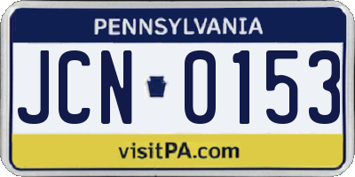 PA license plate JCN0153