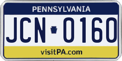 PA license plate JCN0160