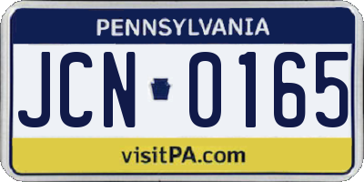 PA license plate JCN0165