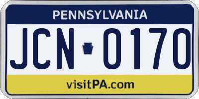 PA license plate JCN0170