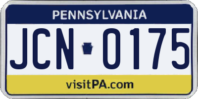 PA license plate JCN0175