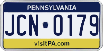 PA license plate JCN0179